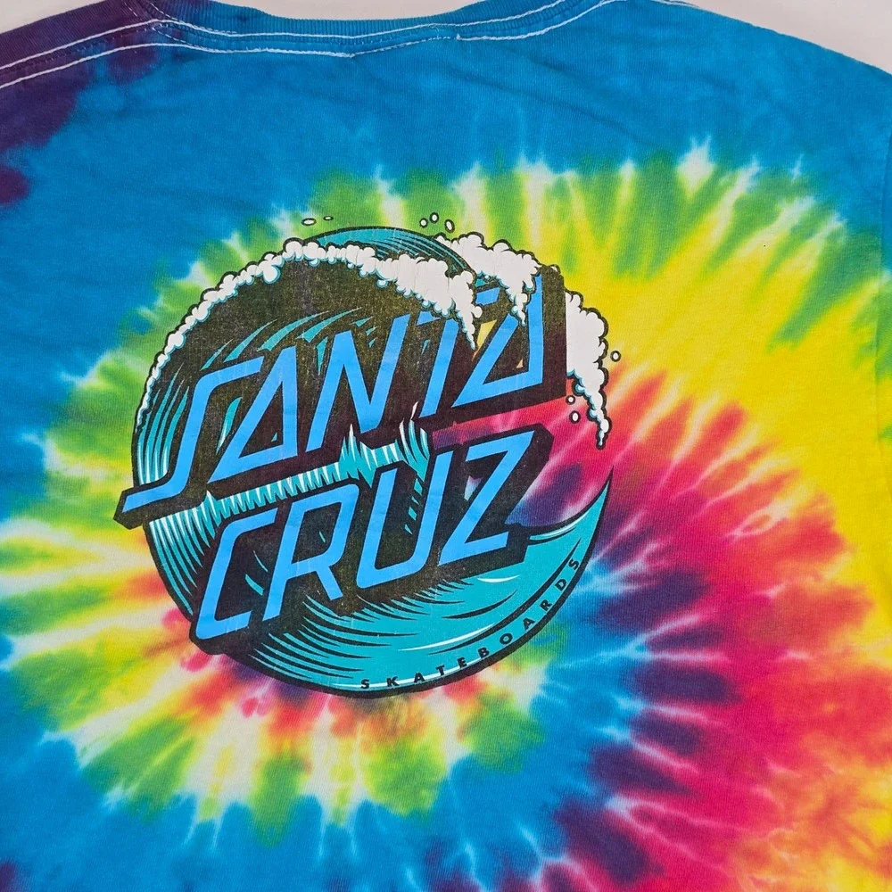 Santa Cruz Skateboards Tie Dye T-Shirt Kids Medium 10/12 Vintage Y2K Skater Logo